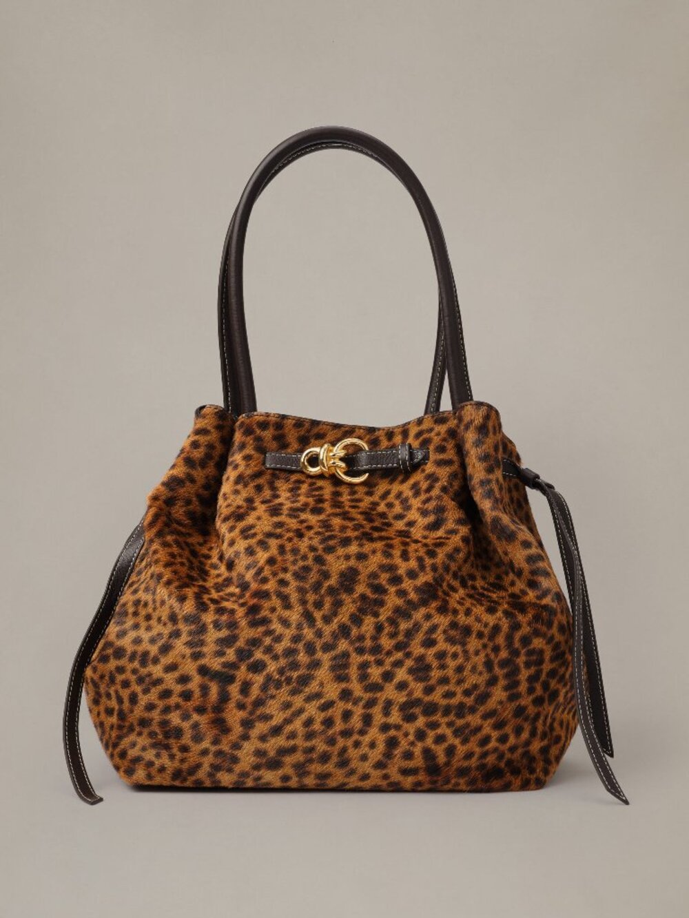 J McLaughlin The Lex Pony Hair Tote Bag in Leopard - Brown/Dark Brown NEW